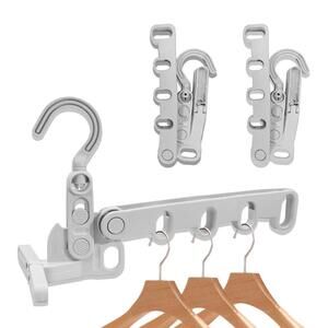 Portable Foldable Hanging Clothes Rack for 5 Hangers Gray Plastic Set of 3